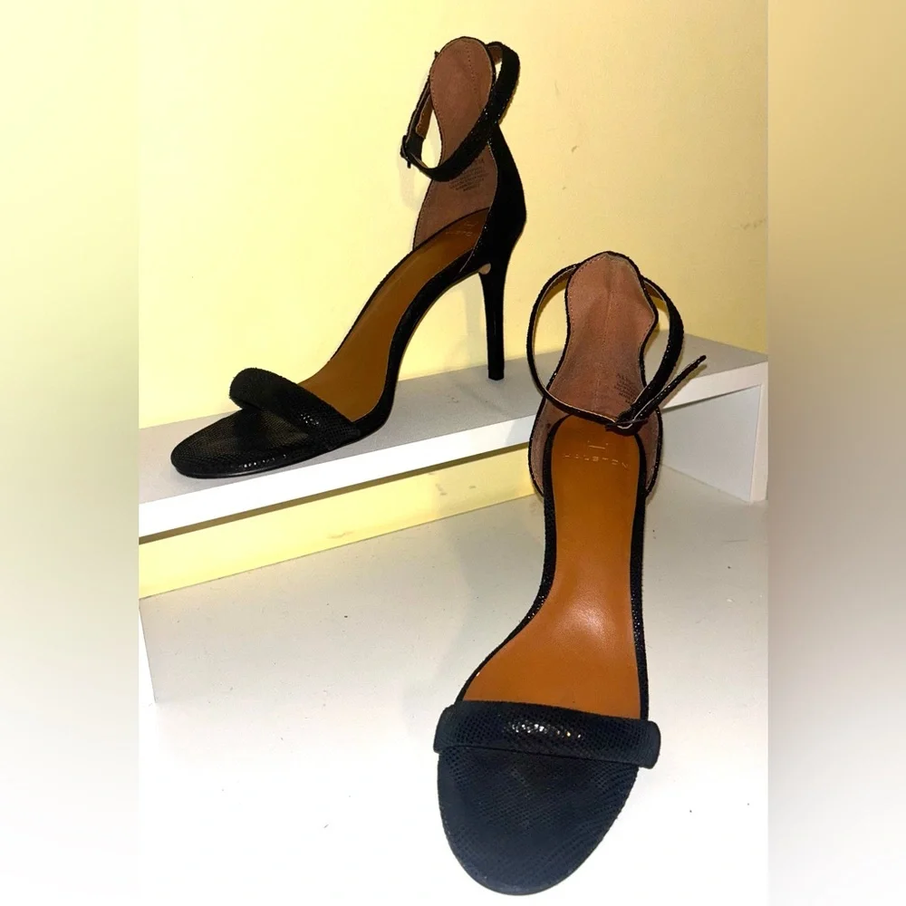 H by Halston Black Ankle Strap Stiletto Heels Minimalist Evening Prom 8